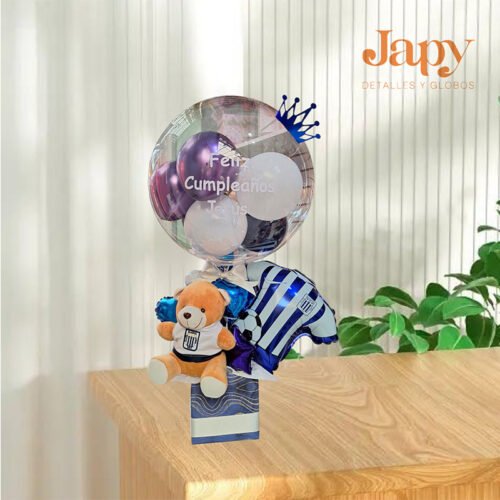 Arreglo de globo de mesa con peluche AL